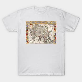 Henricus Hondius - Asia Map Circa 1631 -  Ancient Maps T-Shirt